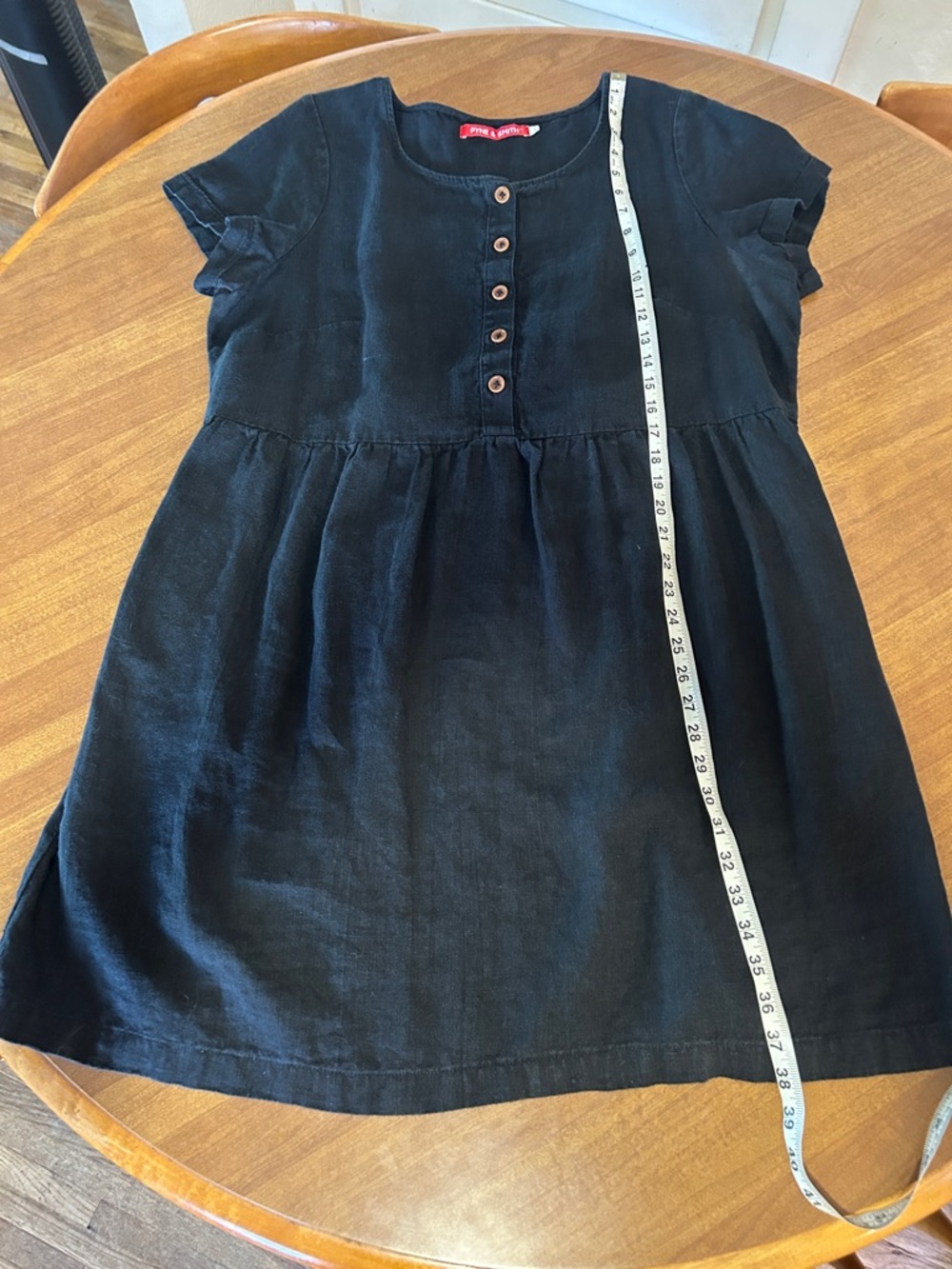 Pyne & Smith Black linen Button-Front Short Sleeve Dress - Picture 5 of 5